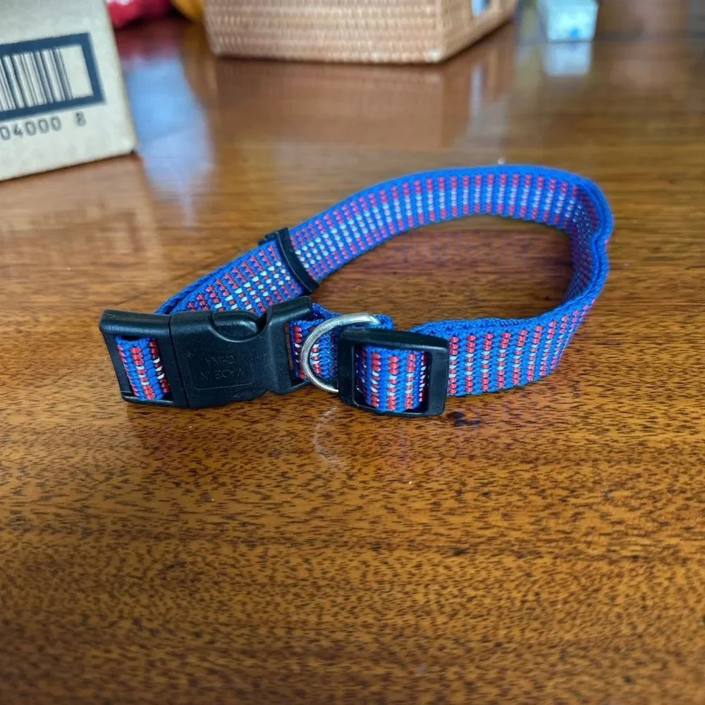 Blue & Red Medium Dog Collar